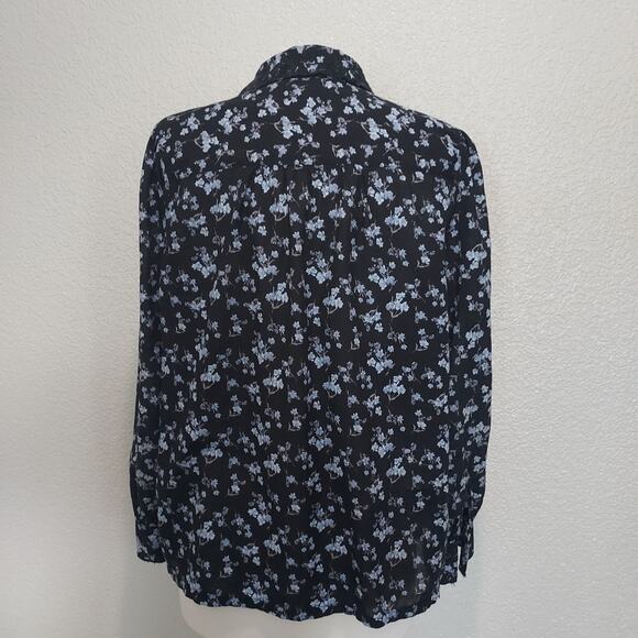 Lucky Brand Black w/Baby Blue Floral Print Button Down Size M - Picture 10 of 13